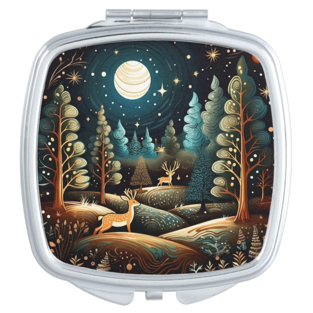 Whimsical Winter Forest Compact Mirror (Front)