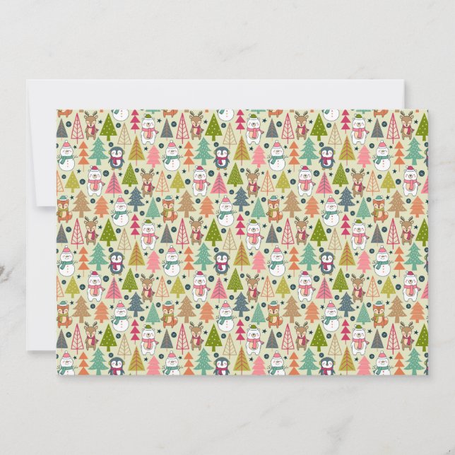 Whimsical Winter Forest Friends Holiday Card (Front)