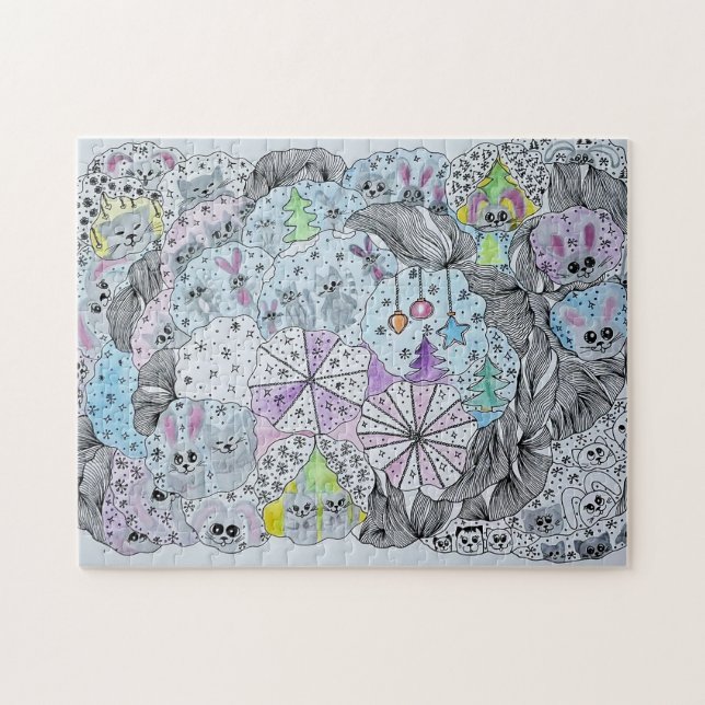 Whimsical Winter Forest Magical Creatures Jigsaw Puzzle (Horizontal)