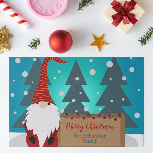 Whimsical Winter Gnome Family Christmas Placemat
