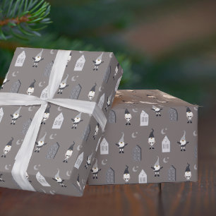 Whimsical Winter Gnomes and Houses Wrapping Paper