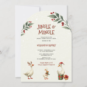 Whimsical Winter Goose Christmas Jingle Party Invitation