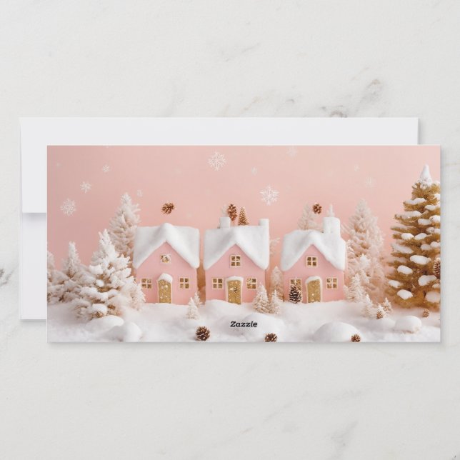 Whimsical Winter Holiday Card 3 Photo Collage (Back)