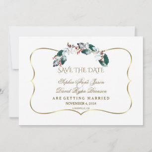 Whimsical Winter Holy Berries Wreath Save The Date
