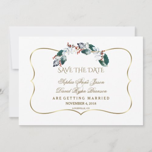 Whimsical Winter Holy Berries Wreath Save The Date