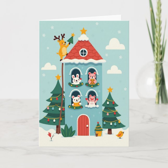 Whimsical Winter House Card (Front)