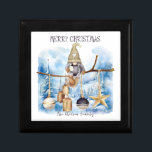 Whimsical Winter Lady Gnome Merry Christmas Gift Box<br><div class="desc">Celebrate the holiday season with this Personalized Gnome Christmas Keepsake Box, a thoughtful and festive way to store special treasures. The design features a charming Scandinavian-style gnome in a cozy hat, sitting on a snowy tree branch with rustic bells, ornaments, and a golden star hanging beside him. The soft watercolor...</div>