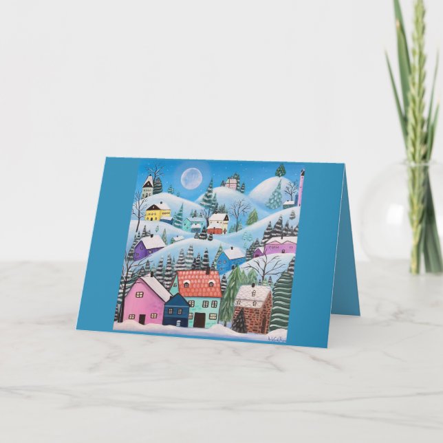 Whimsical Winter Landscape  Holiday Card (Front)