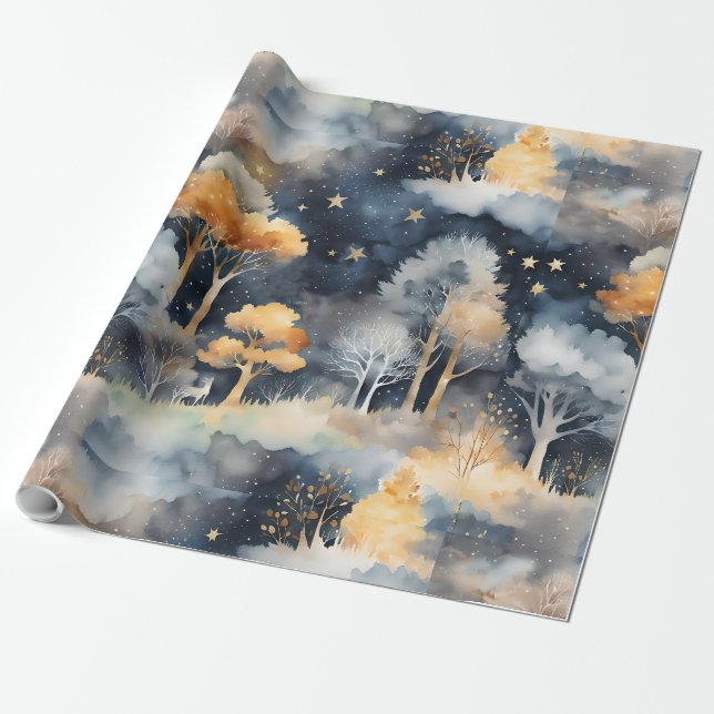 Whimsical Winter Landscape  Wrapping Paper (Unrolled)