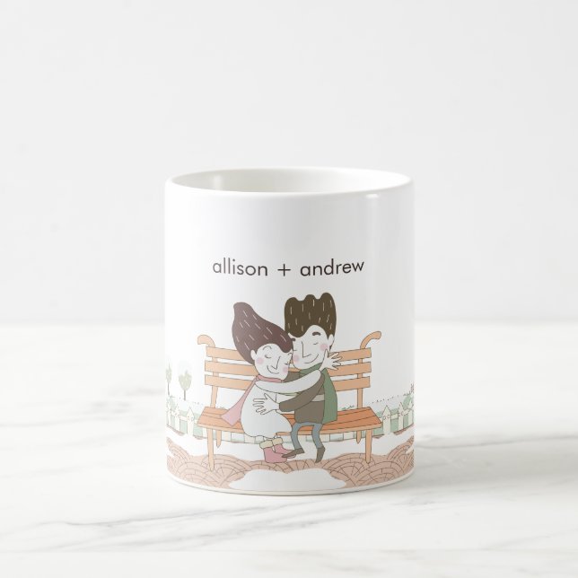 Whimsical Winter Lovebirds Mug (Center)