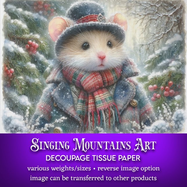 Whimsical Winter Mouse Christmas Forest Decoupage Tissue Paper (Creator Uploaded)