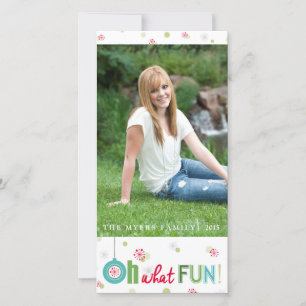 Whimsical winter Oh what fun Holiday Card