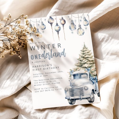 Whimsical Winter Onederland First Birthday Party Invitation