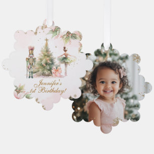 Whimsical Winter Onederland gold foil snowflakes Ornament Card