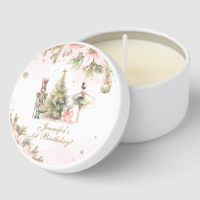 Whimsical Winter Onederland Pastel pink birthday Mini Candle Favors (Corner)