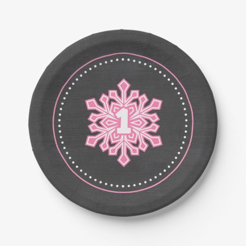 Whimsical Winter Onederland Snowflake Birthday Pin Paper Plates