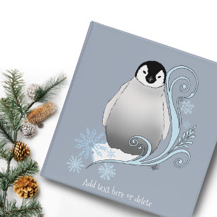 Whimsical Winter Penguin Art Nouveau Snowflakes 3 Ring Binder