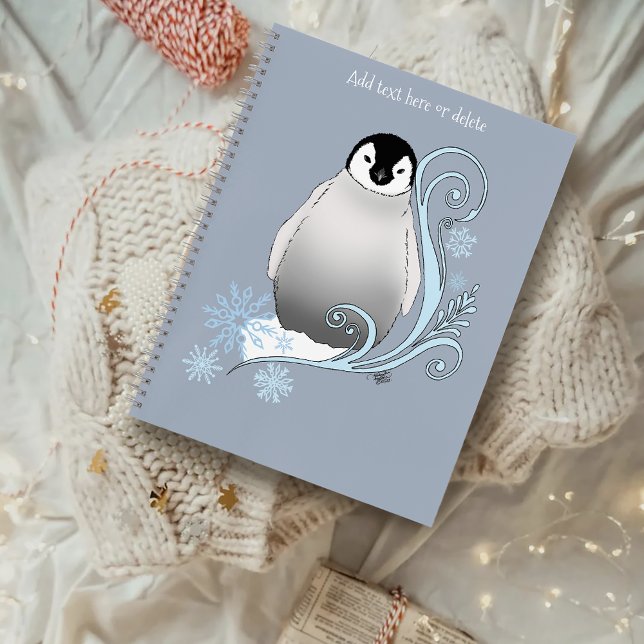Whimsical Winter Penguin Art Nouveau Snowflakes Notebook (Creator Uploaded)