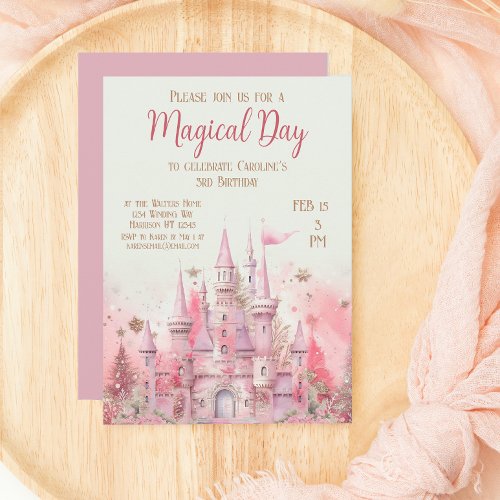 Whimsical Winter Princess Fairytale Birthday Invitation