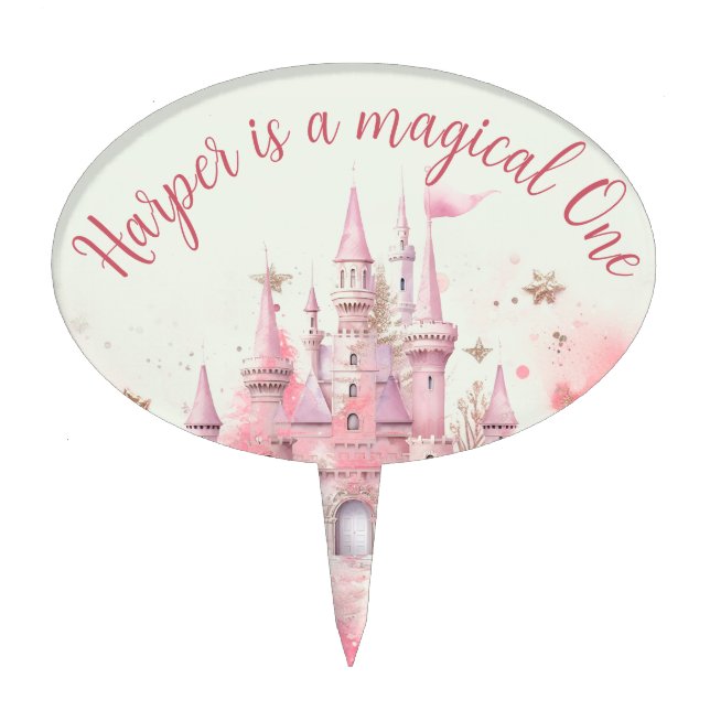 Whimsical Winter Princess Fairytale First Birthday Cake Topper (Front)