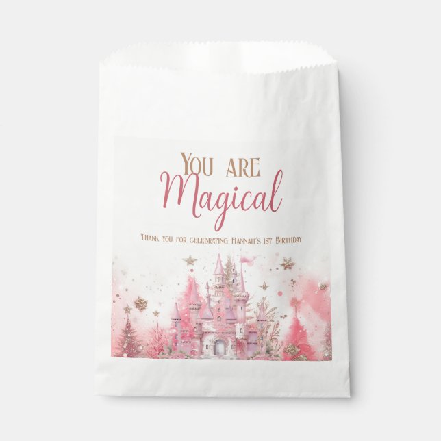 Whimsical Winter Princess Fairytale First Birthday Favor Bag (Front)