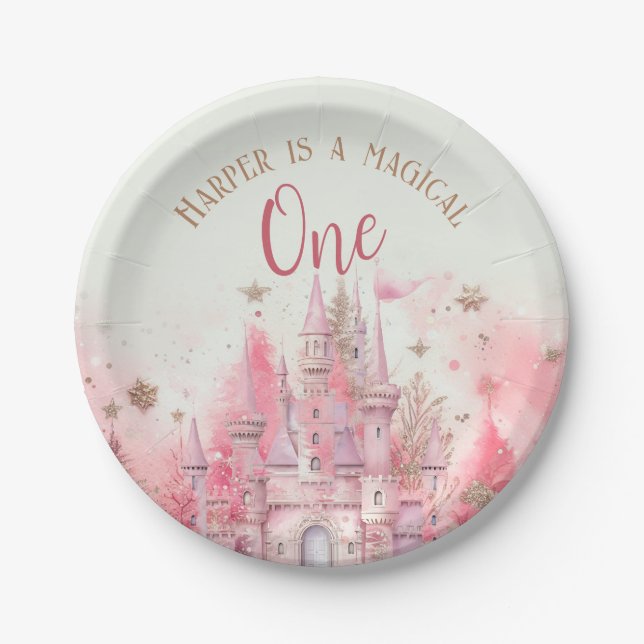 Whimsical Winter Princess Fairytale First Birthday Paper Plates (Front)