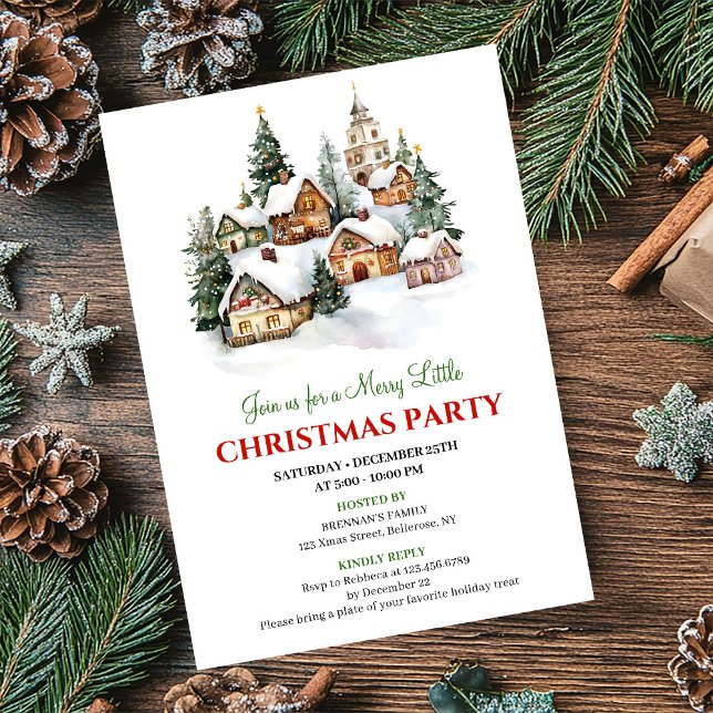 Whimsical winter scene Christmas party invite (Whimsical winter scene Christmas party invite

)