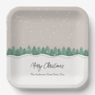 Whimsical Winter Snow Holiday Christmas Party Paper Plates