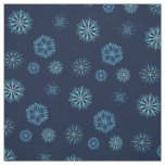Whimsical Winter Snowflake Pattern Navy Light Blue Fabric