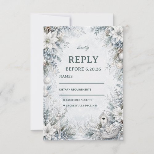 Whimsical Winter Village Among RSVP Card