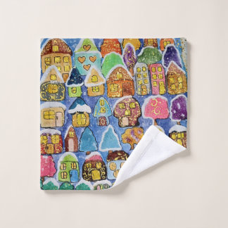 Whimsical Winter Village Colorful Towel