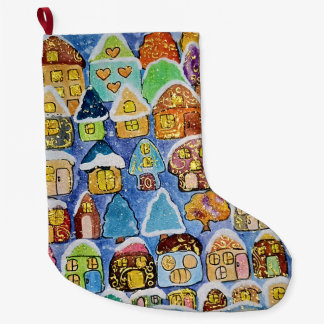 Whimsical Winter Village Magical Large Christmas Stocking