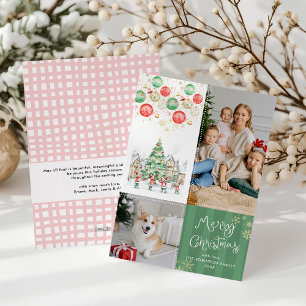Whimsical Winter Village Merry Christmas 2 Photos Holiday Card