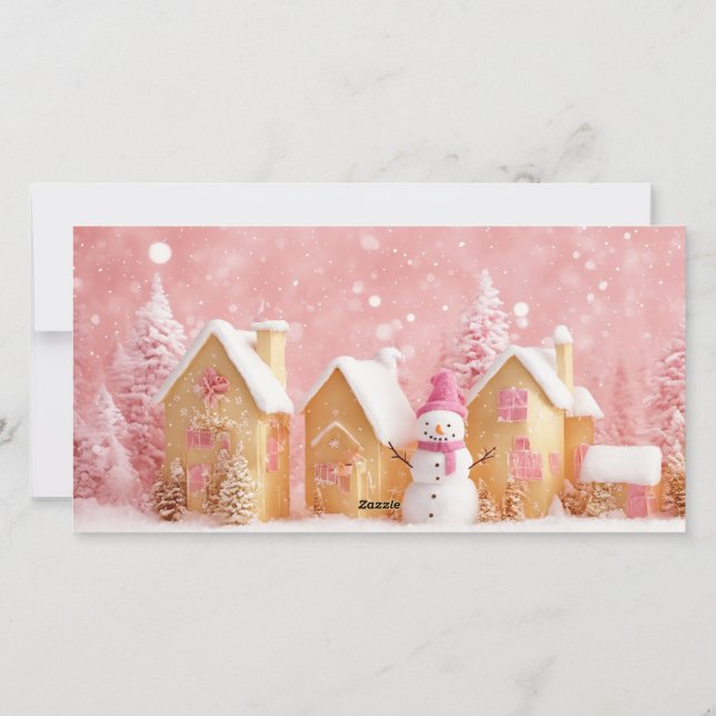 Whimsical Winter Wonderland 3 Photo Christmas Card (Back)