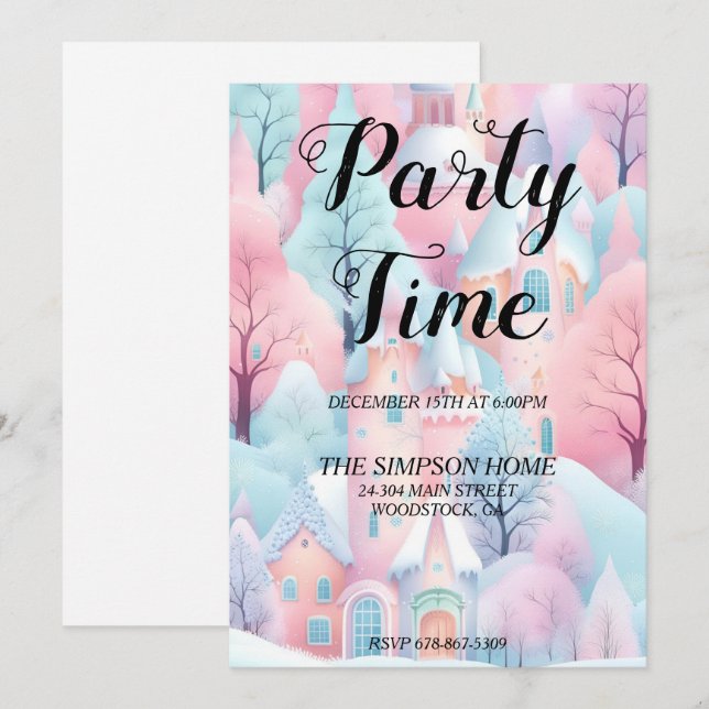 Whimsical Winter Wonderland Christmas Invitation (Front/Back)