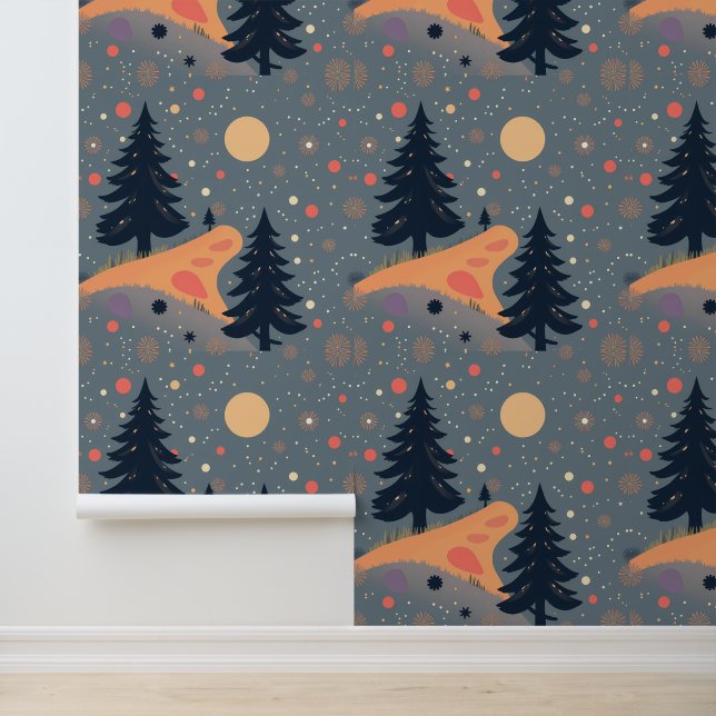 Whimsical Winter Wonderland: Festive Forest Night Wallpaper (Application)