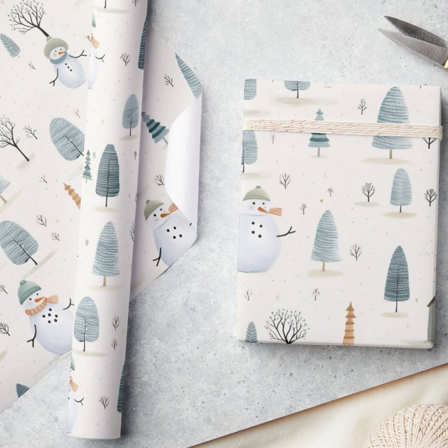 Whimsical Winter Wonderland Snowman, Christmas Wrapping Paper (Creator Uploaded)