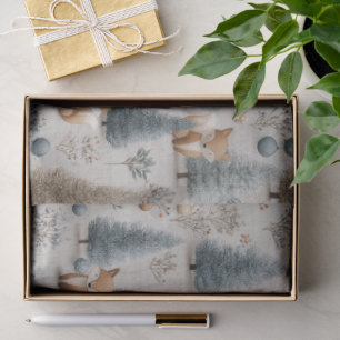 Whimsical Winter Woodland Fox and Christmas Tree Tissue Paper