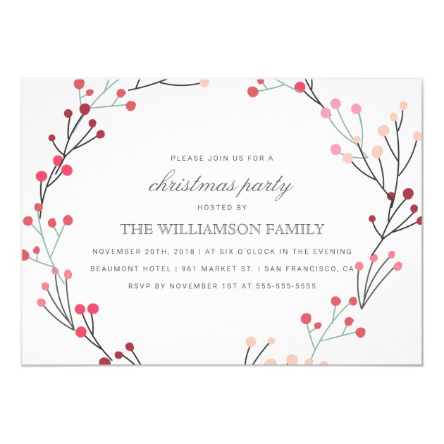 Whimsical Winter Wreath Christmas Party Invitation