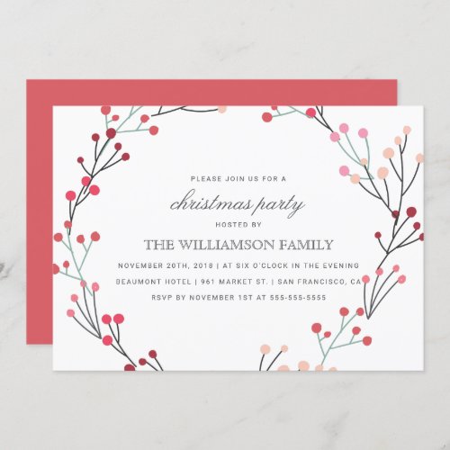 Whimsical Winter Wreath Christmas Party Invitation - Create your own Whimsical Winter Wreath Christmas Party invitations with these easy-to-use templates designed by Eugene Designs.