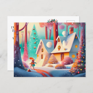 Whimsical Winter's Tale: Add Your Warm Wishes Holiday Postcard