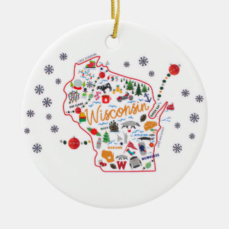 Whimsical Wisconsin Christmas Ornament