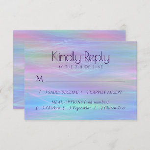 Whimsical Wisps Holo Fairy Pastel Rainbow Entree RSVP Card