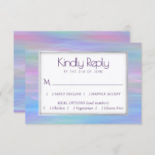 Whimsical Wisps Holo Fairy Pastel Rainbow Entree RSVP Card