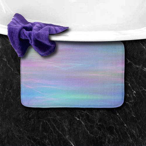 Whimsical Wisps  Holo Fairy Pastel Rainbow Ombre Bathroom Mat