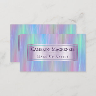 Whimsical Wisps   Holo Fairy Pastel Rainbow Ombre Business Card