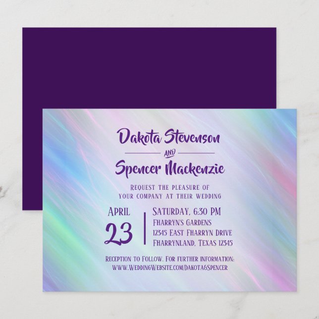 Whimsical Wisps | Holo Fairy Pastel Rainbow Ombre Invitation (Front/Back)