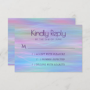 Whimsical Wisps Holo Fairy Pastel Rainbow Ombre RSVP Card