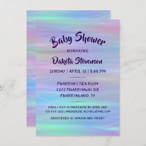 Whimsical Wisps  Holo Fairy Pastel Rainbow Shower Invitation