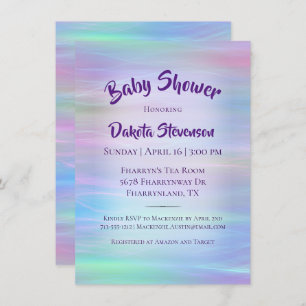 Whimsical Wisps Holo Fairy Pastel Rainbow Shower Invitation